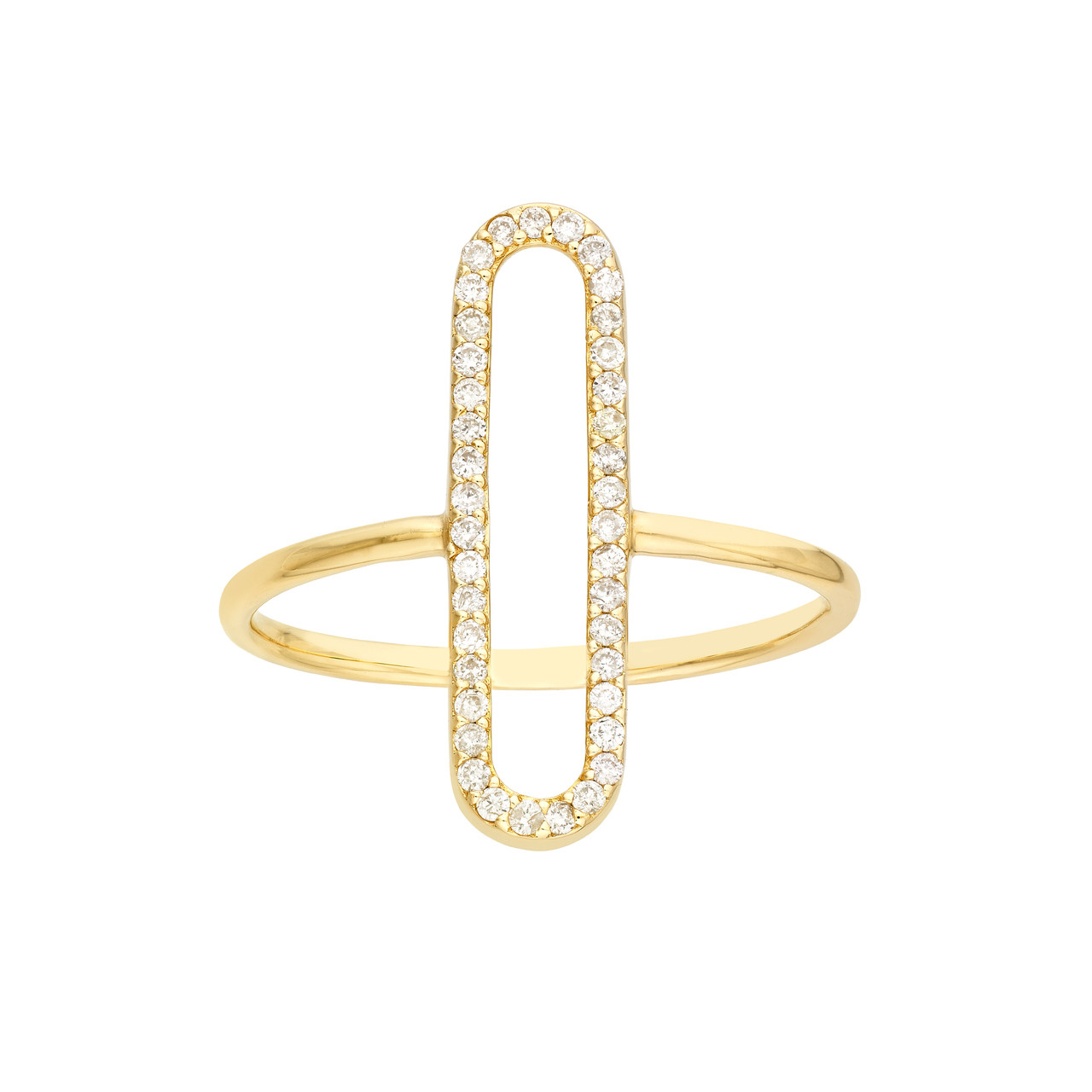 Yellow Gold 1/5ctw Diamond Paper Clip Frame Ring