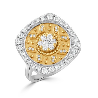 4/5ctw Diamond Byzantine Two-Tone Ring l DOVES