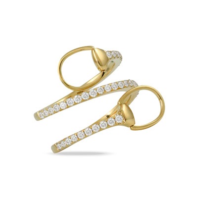 Yellow Gold 3/5ctw Diamond Double Bit Equestrian Ring l DOVES