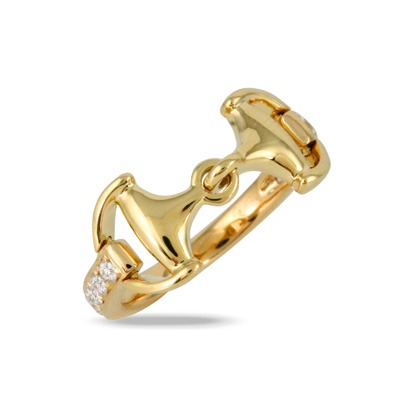 Yellow Gold 1/4ctw Diamond Bit Equestrian Ring l DOVES