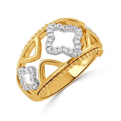 Yellow Gold 1/4ctw Diamond and Gold Band Ring l DOVES