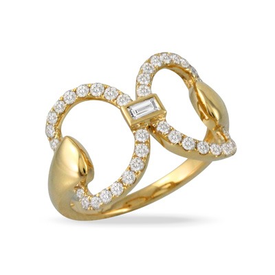Yellow Gold 3/5ctw Diamond Bit Equestrian Ring l DOVES