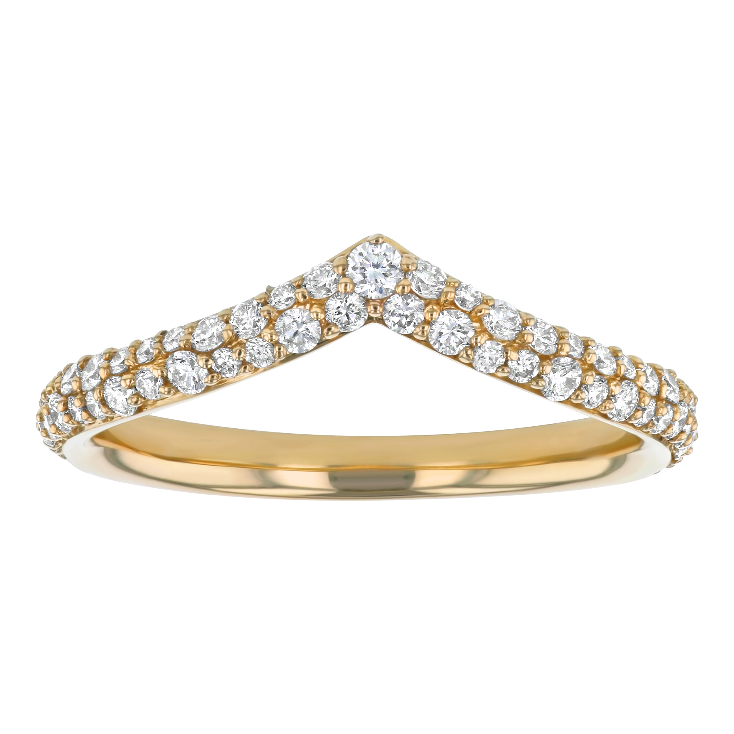 Curved Yellow Gold 1/2ctw Pave Diamond Anniversary Band