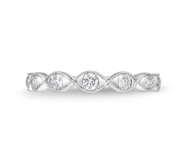 White Gold 1/4ctw Diamond Illusion Marquise Band l MEMOIRE