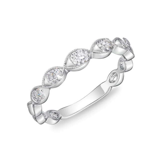 White Gold 1/4ctw Diamond Illusion Marquise Band l MEMOIRE