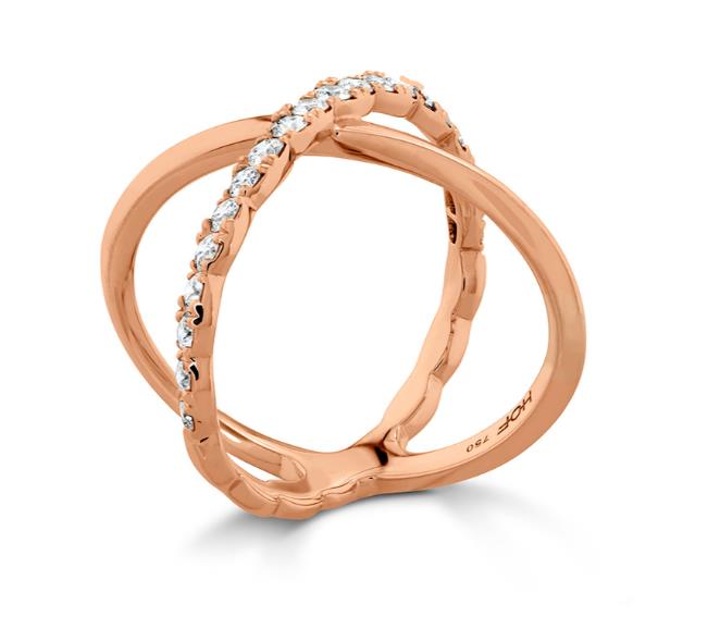 HEARTS ON FIRE 3/5ctw Diamond Criss Cross Ring in 18k Rose Gold