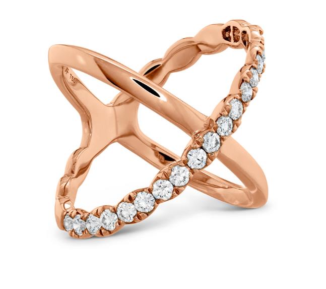 HEARTS ON FIRE 3/5ctw Diamond Criss Cross Ring in 18k Rose Gold