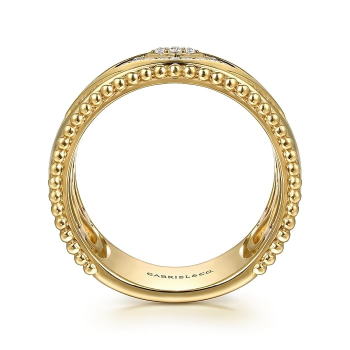 Yellow Gold 3/20ctw Diamond Wide Band Ring l Size 6 1/2