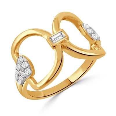 DOVES 1/3ctw Diamond Equestrian Bit Ring in 18k Yellow Gold