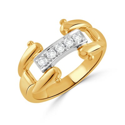 DOVES 1/5ctw Diamond Equestrian Bit Ring in 18k Yellow Gold