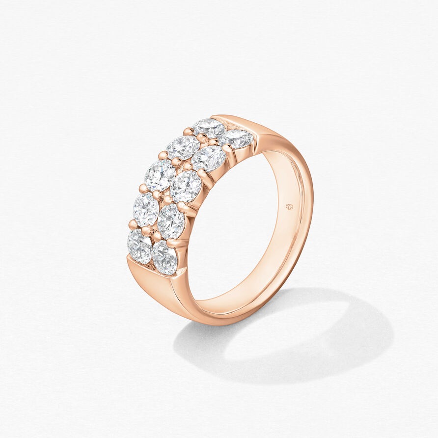 HEARTS ON FIRE Signature Double Row Diamond Ring in 18k Rose Gold