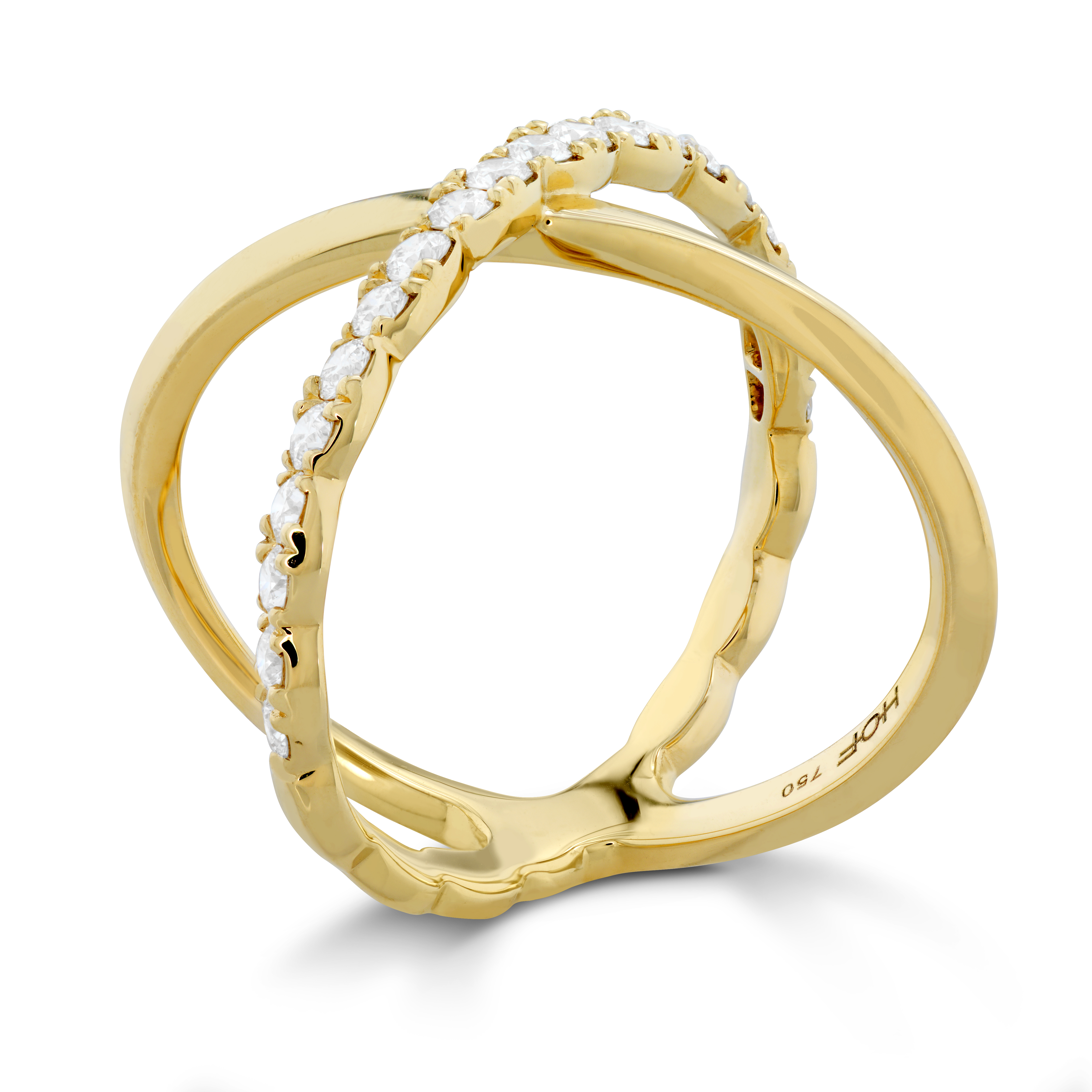 HEARTS ON FIRE 3/5ctw Diamond Criss Cross Yellow Gold Ring