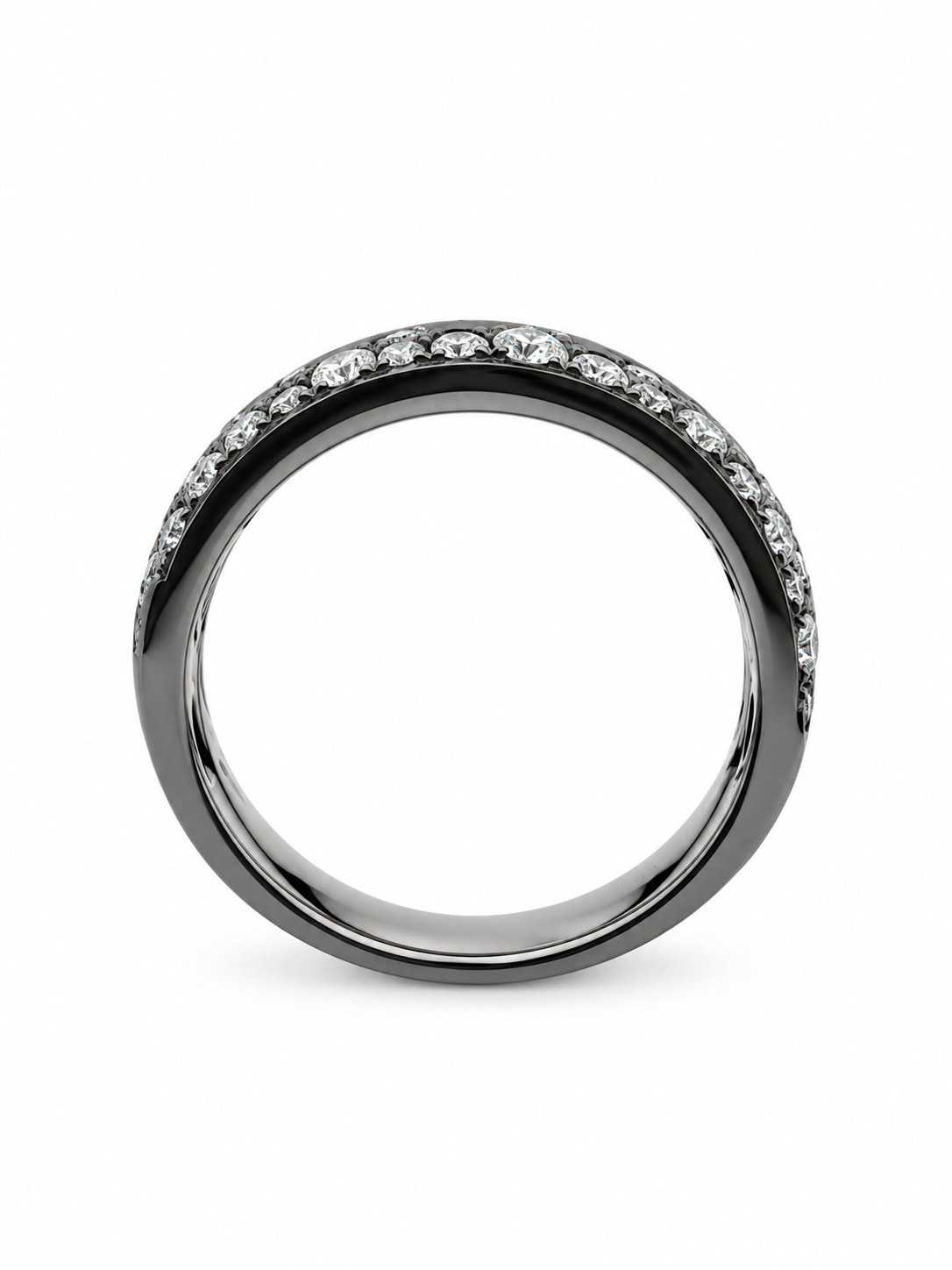 14K Black Gold & Diamond Wide Satin Band Ring l Size 6.5