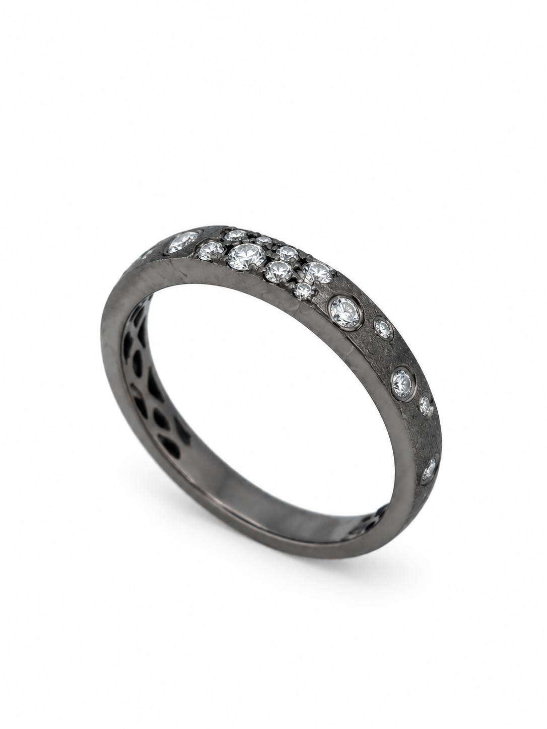 Black Satin Finish Diamond Band l Size 6.5