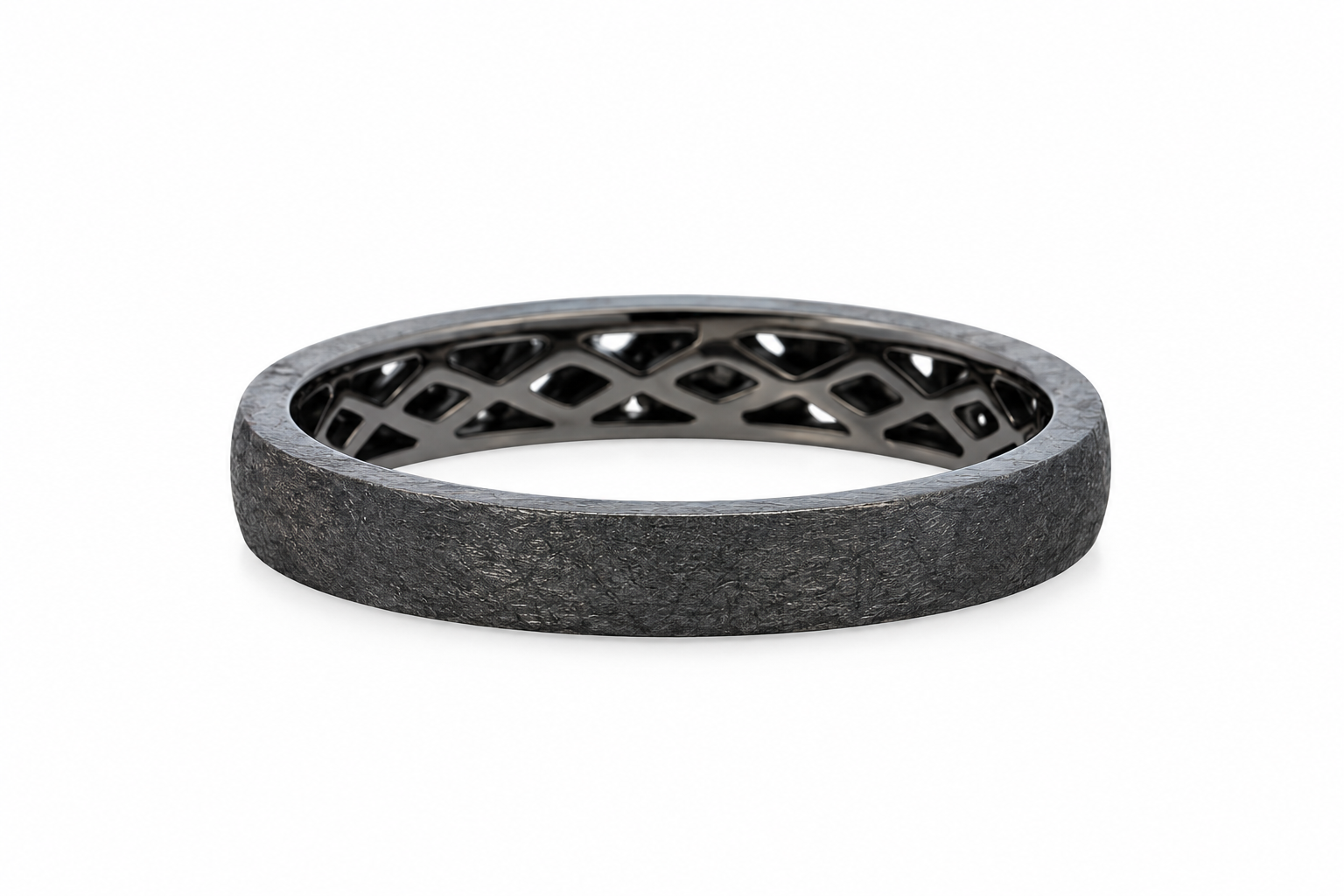 Black Satin Finish Diamond Band l Size 6.5
