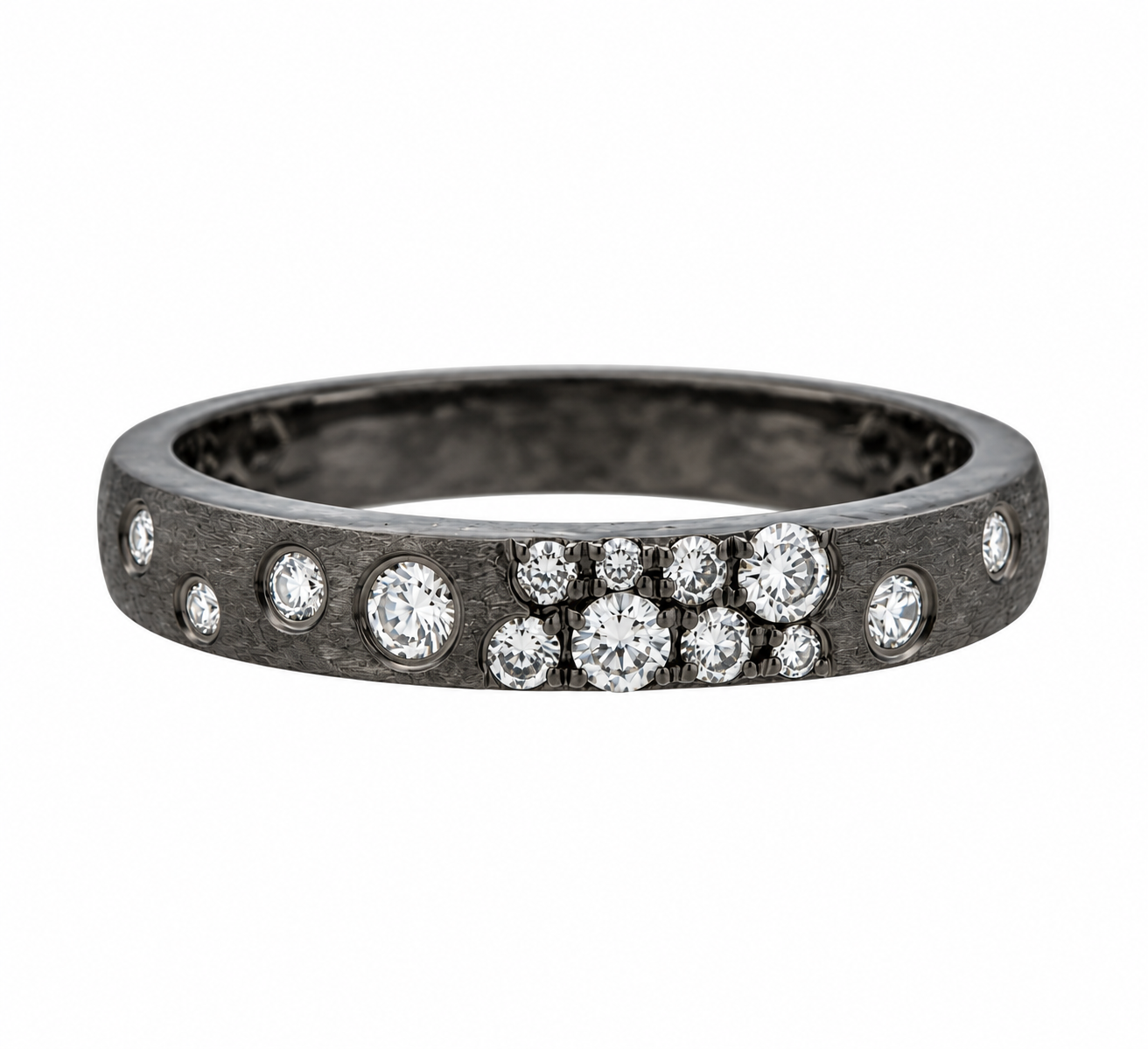 Black Satin Finish Diamond Band l Size 6.5