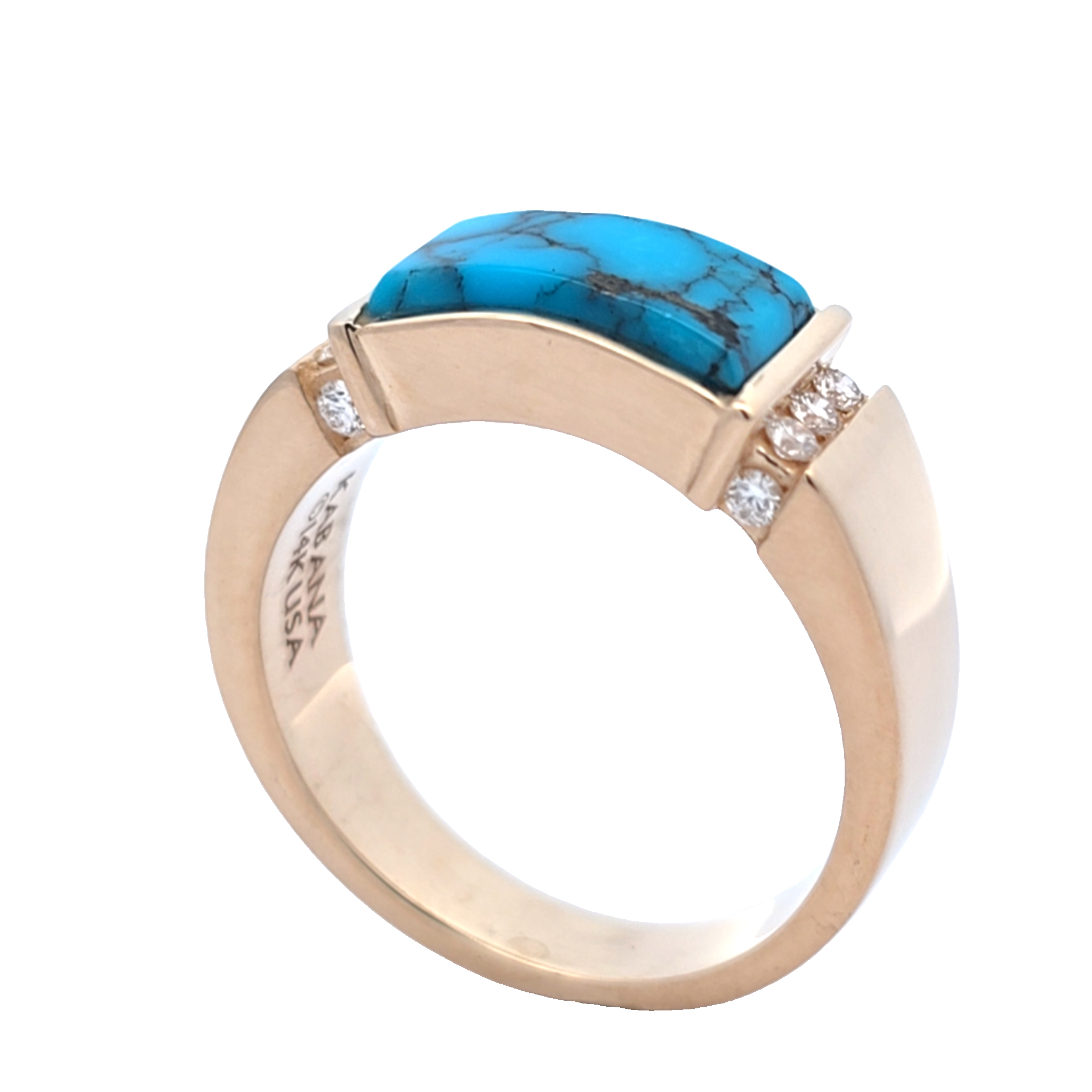 KABANA Men's Kingman Turquoise and Diamond Yellow Gold Ring