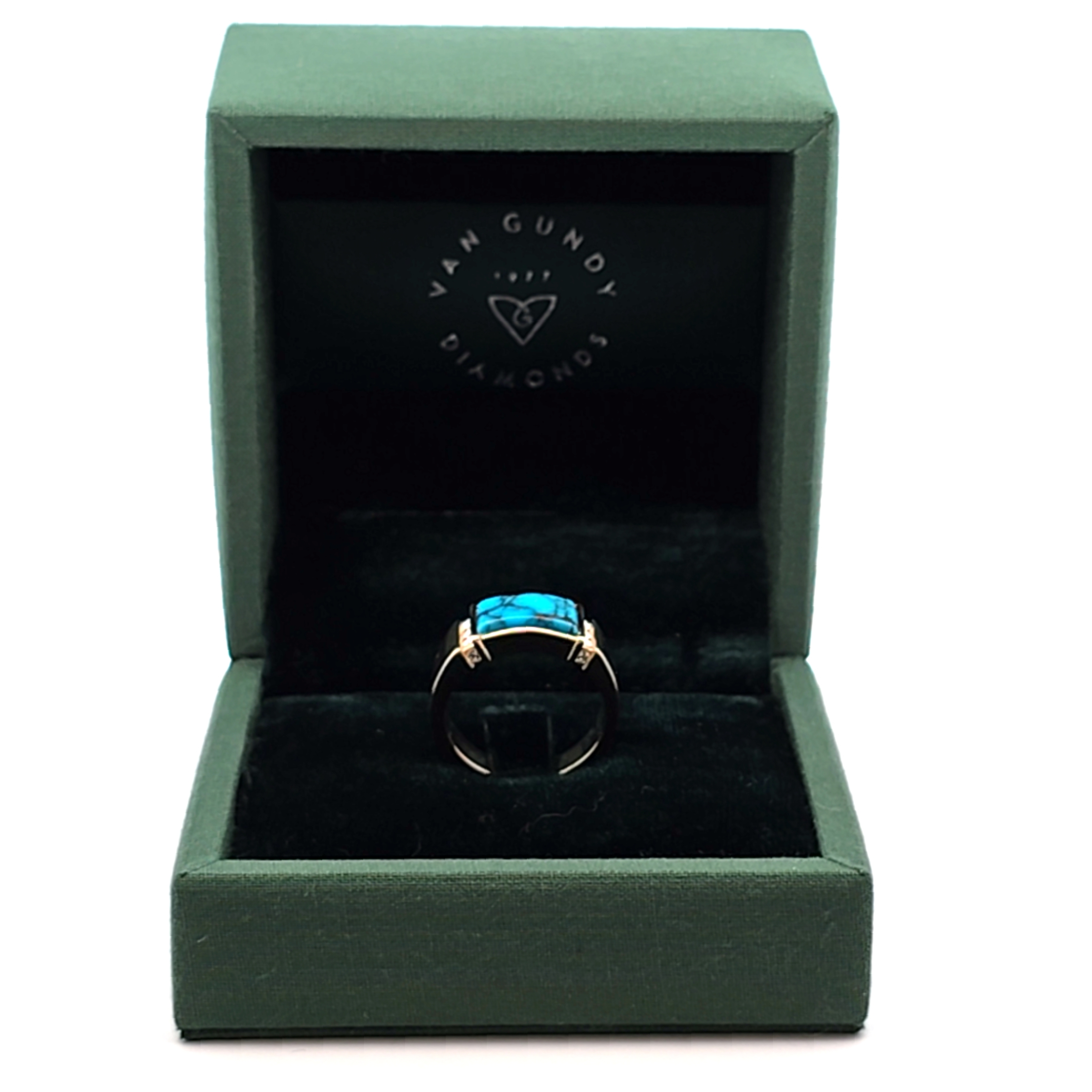 KABANA Men's Kingman Turquoise and Diamond Yellow Gold Ring