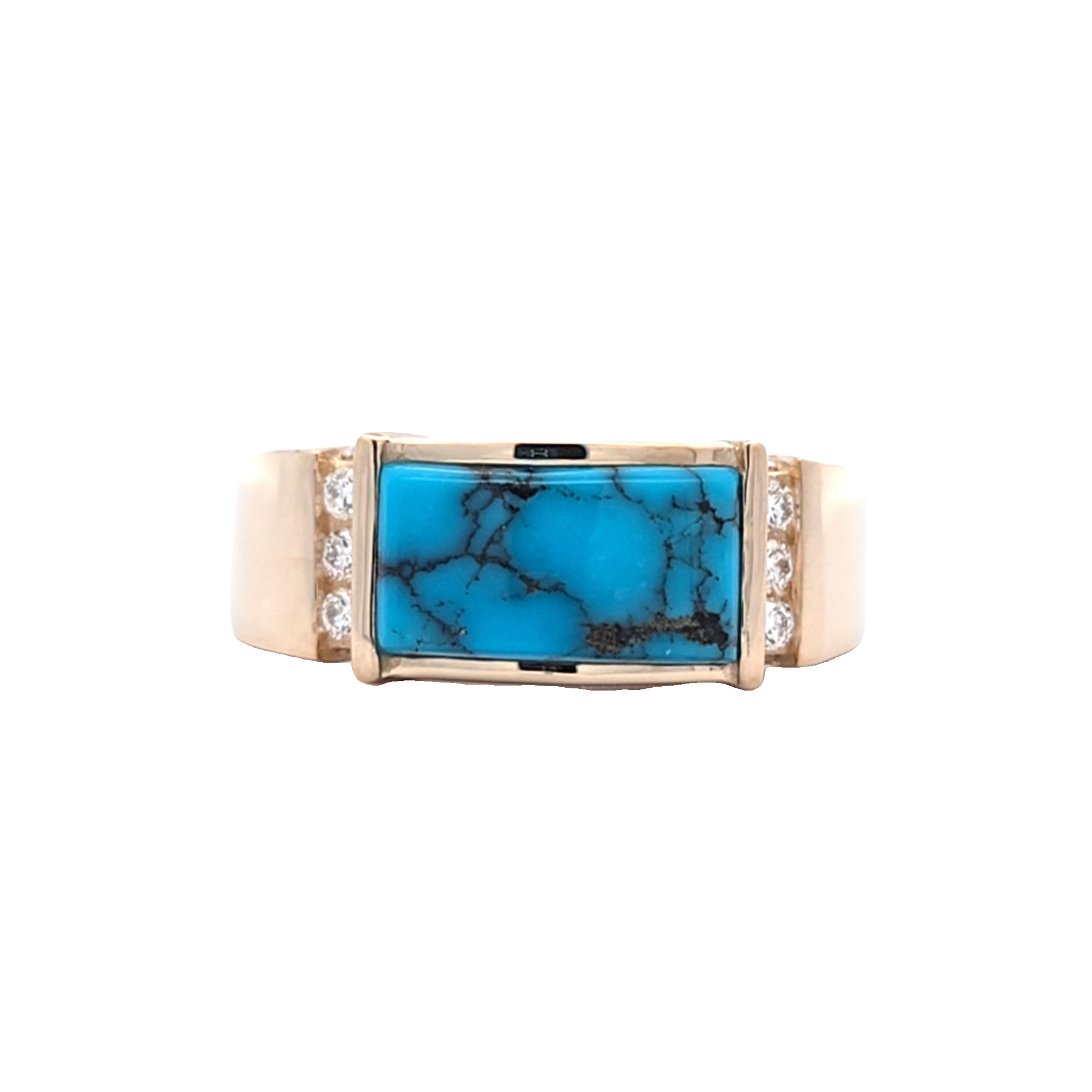 KABANA Men's Kingman Turquoise and Diamond Yellow Gold Ring