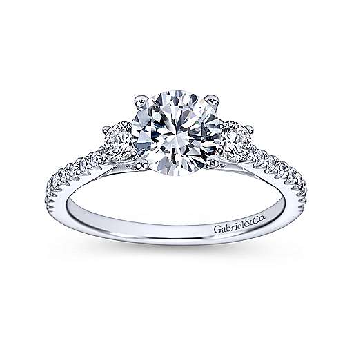 S14K .46tw Chantal3Stone Contemporary Semi-Mount Round