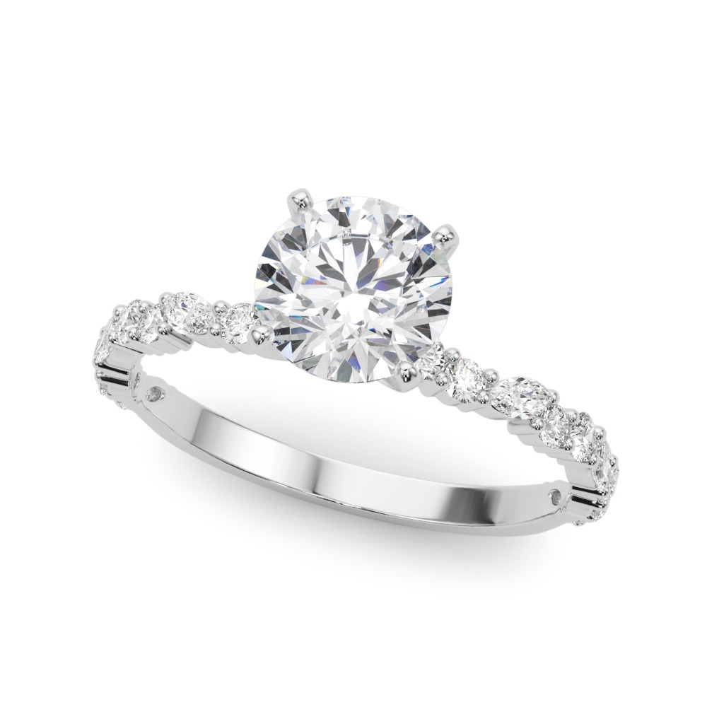 White Gold Round Cut Marquise and Round Diamond Engagement Ring