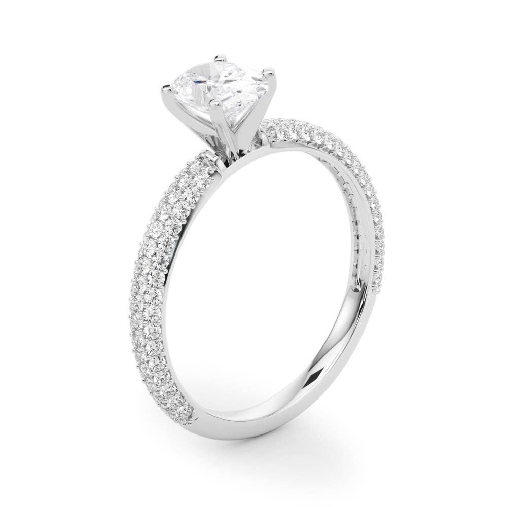 White Gold Oval Cut Pave Diamond Engagement Ring