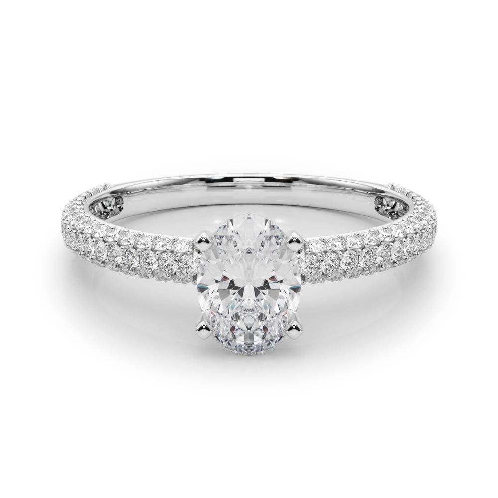 White Gold Oval Cut Pave Diamond Engagement Ring