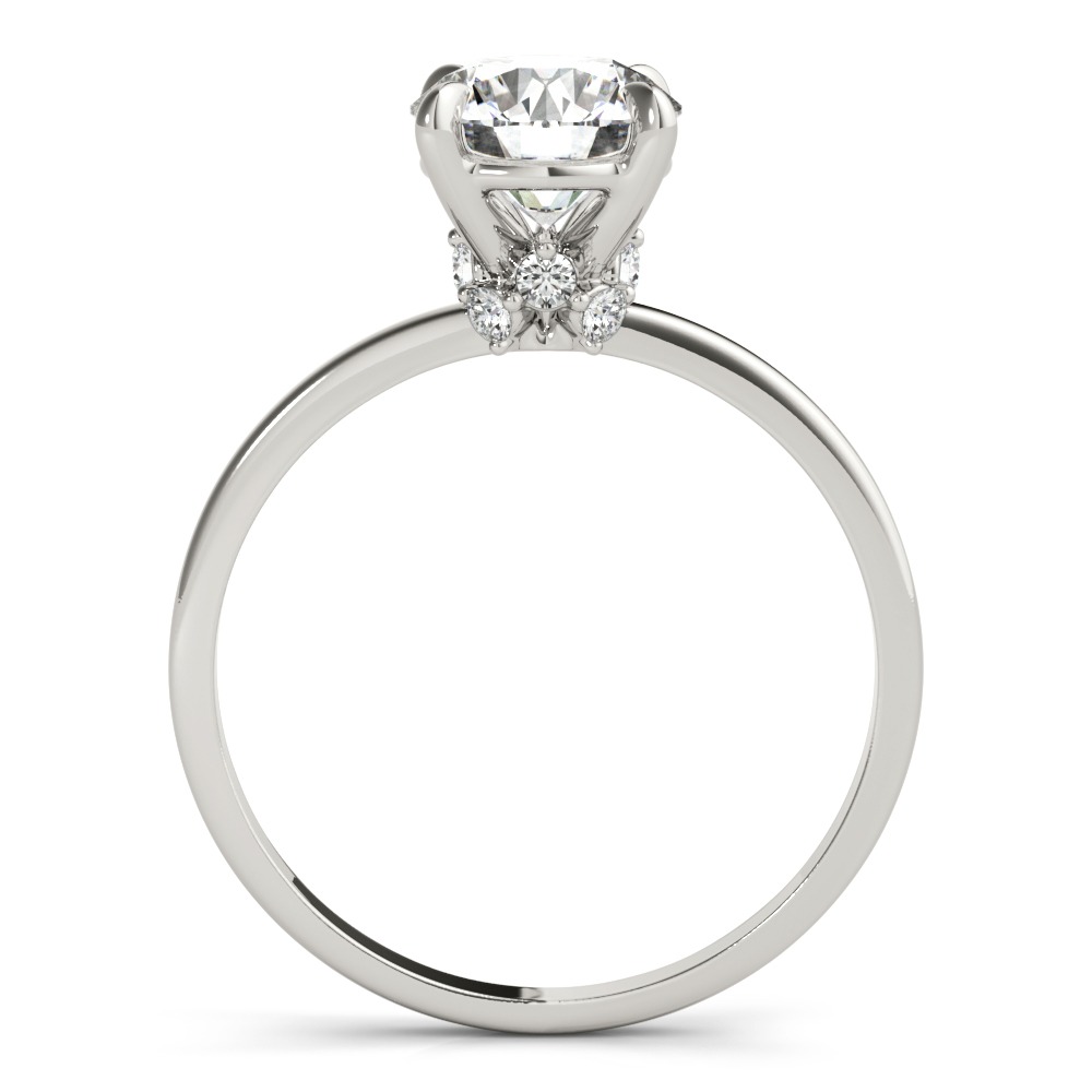 White Gold Round Diamond Collar Solitaire Engagement Ring