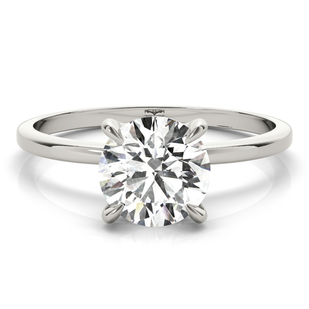 White Gold Round Diamond Collar Solitaire Engagement Ring