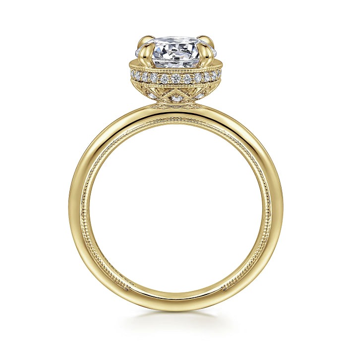 sz6.5 .16ctw GH SI2 14KY 7.4mm Round Halo Diamond Engagement Ring by Gabriel & Co.