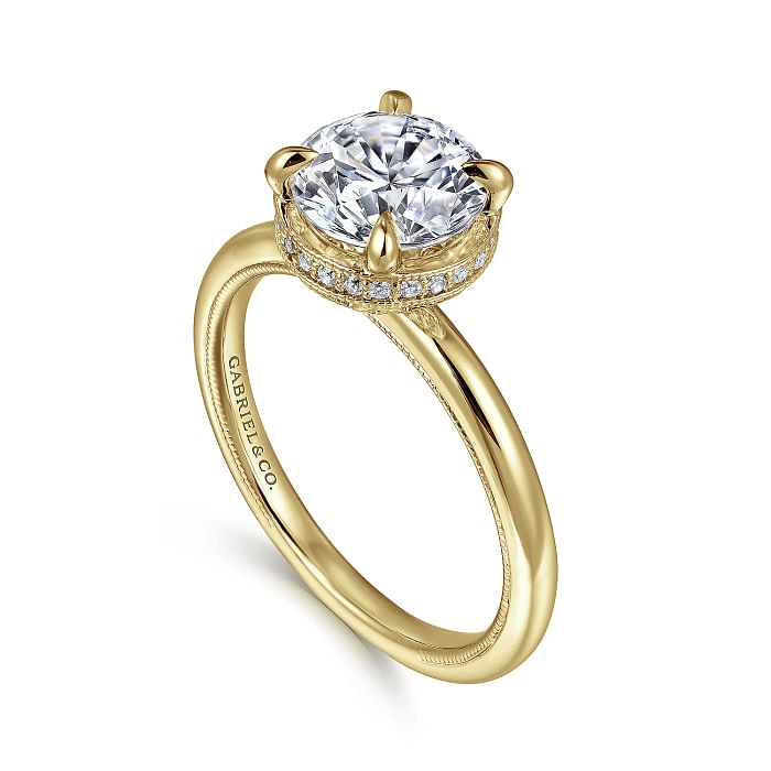 sz6.5 .16ctw GH SI2 14KY 7.4mm Round Halo Diamond Engagement Ring by Gabriel & Co.