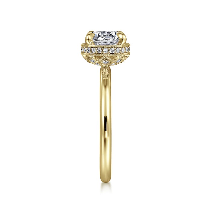sz6.5 .16ctw GH SI2 14KY 7.4mm Round Halo Diamond Engagement Ring by Gabriel & Co.
