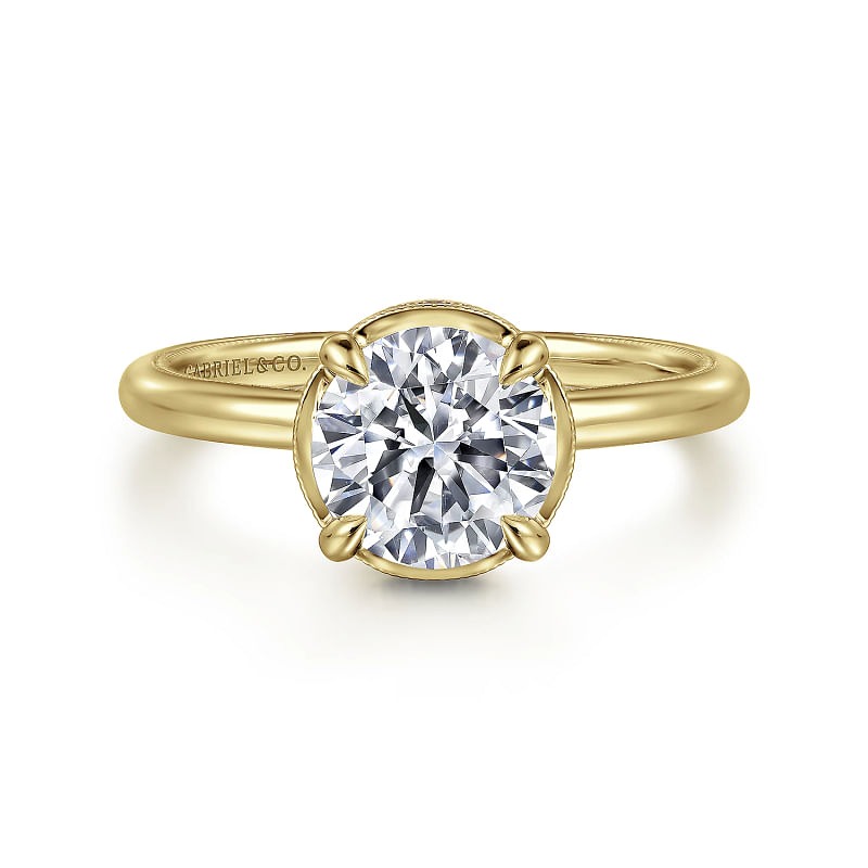 sz6.5 .16ctw GH SI2 14KY 7.4mm Round Halo Diamond Engagement Ring by Gabriel & Co.