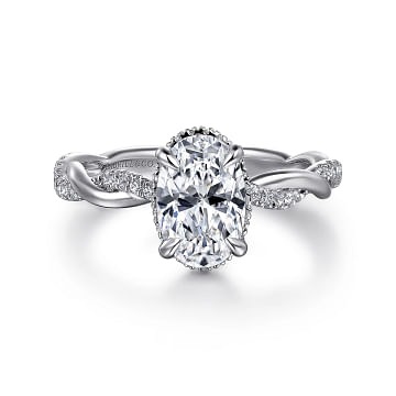 White Gold 1/4ctw Oval-cut Hidden Halo Crisscross Diamond Engagement Ring l GABRIEL & CO.
