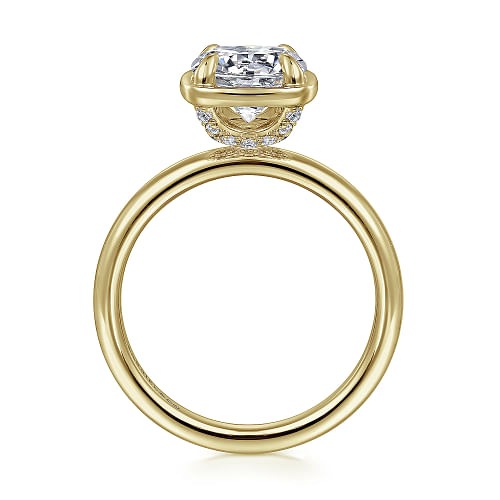 Yellow Gold 1/10ctw Diamond Round Cushion Top Engagement Ring l GABRIEL & CO.