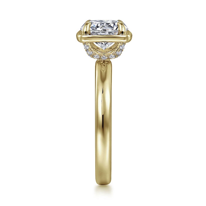 Yellow Gold 1/10ctw Diamond Round Cushion Top Engagement Ring l GABRIEL & CO.