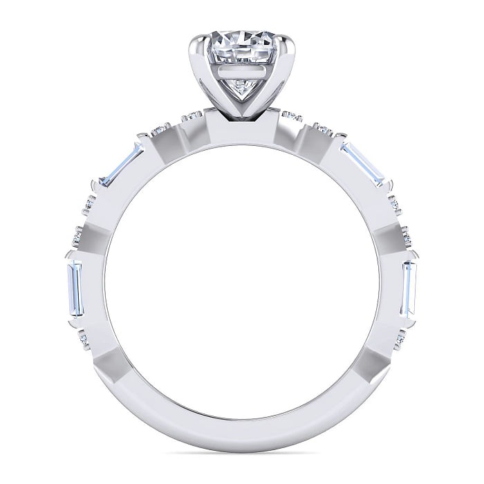 White Gold Baguette and Round Diamond Engagement Ring l GABRIEL & CO.