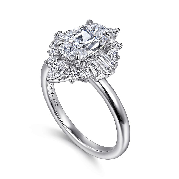 White Gold Oval Halo Diamond Engagement Ring l GABRIEL & CO.