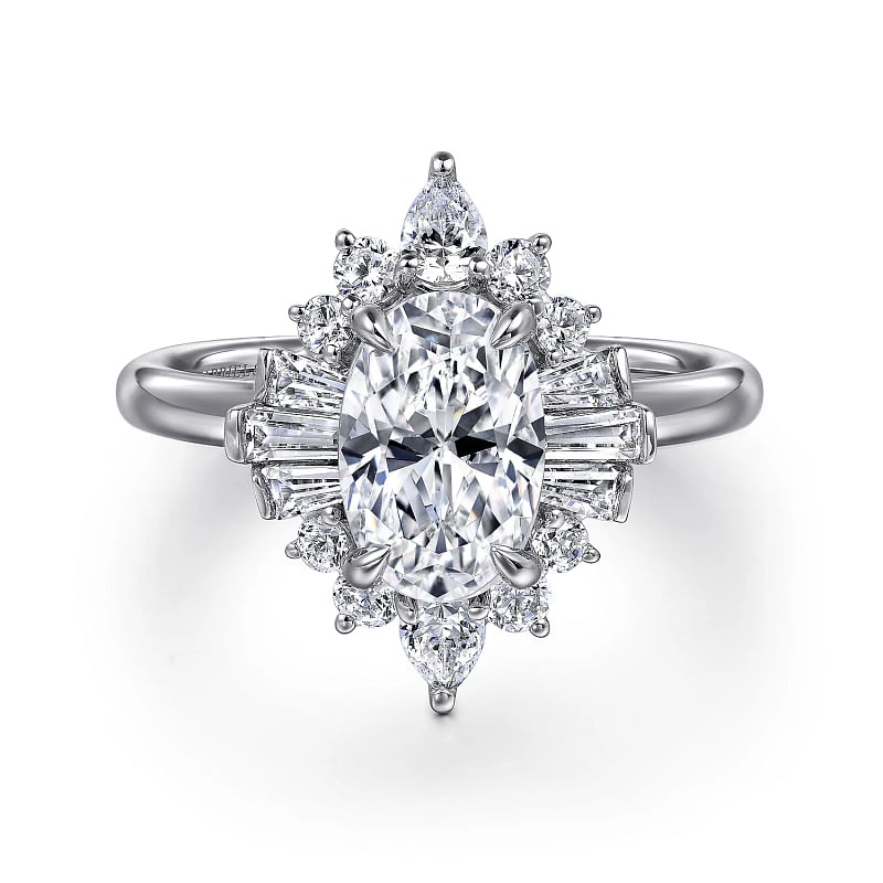 White Gold Oval Halo Diamond Engagement Ring l GABRIEL & CO.