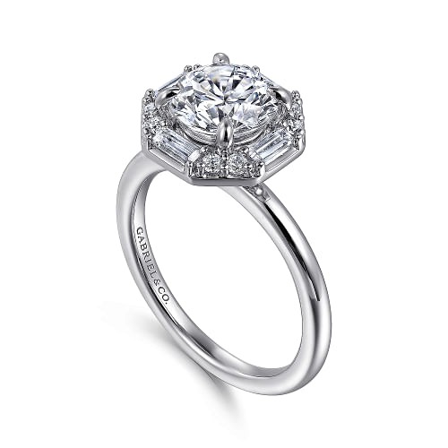 White Gold Round Halo Diamond Engagement Ring l GABRIEL & CO.