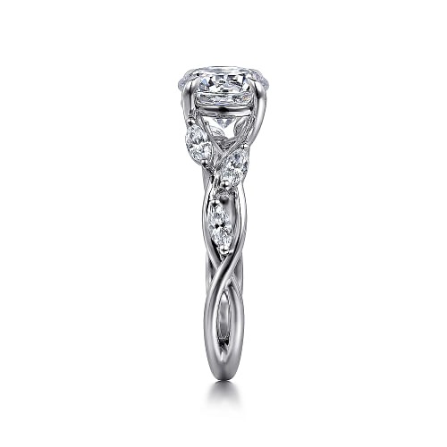 White Gold Split Shank Round Diamond Engagement Ring l GABRIEL & CO.