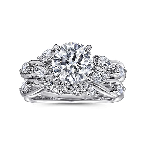 White Gold Split Shank Round Diamond Engagement Ring l GABRIEL & CO.