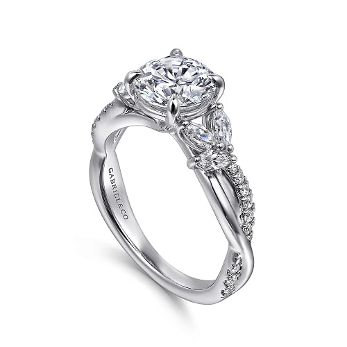 White Gold Split Shank Round Diamond Engagement Ring l GABRIEL & CO.
