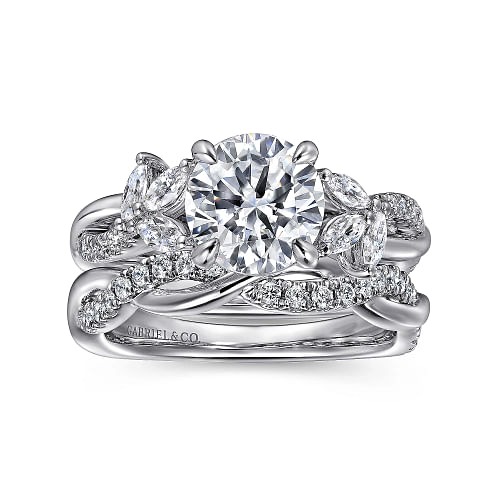White Gold Split Shank Round Diamond Engagement Ring l GABRIEL & CO.