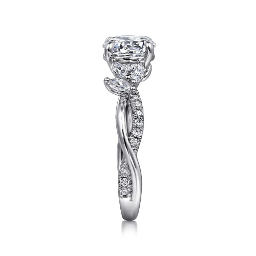 White Gold Split Shank Round Diamond Engagement Ring l GABRIEL & CO.