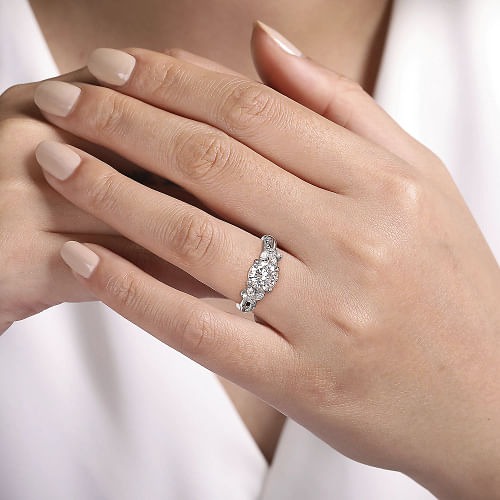White Gold Split Shank Round Diamond Engagement Ring l GABRIEL & CO.