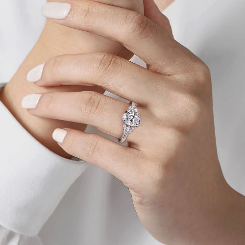 White Gold Oval Diamond Engagement Ring l GABRIEL & CO.