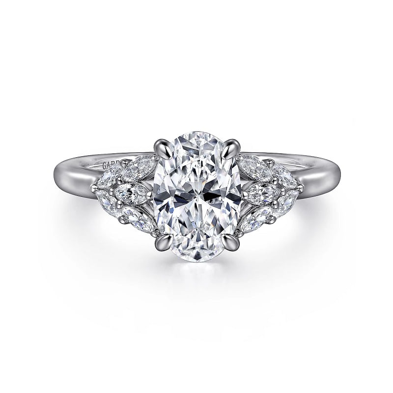 White Gold Oval Diamond Engagement Ring l GABRIEL & CO.