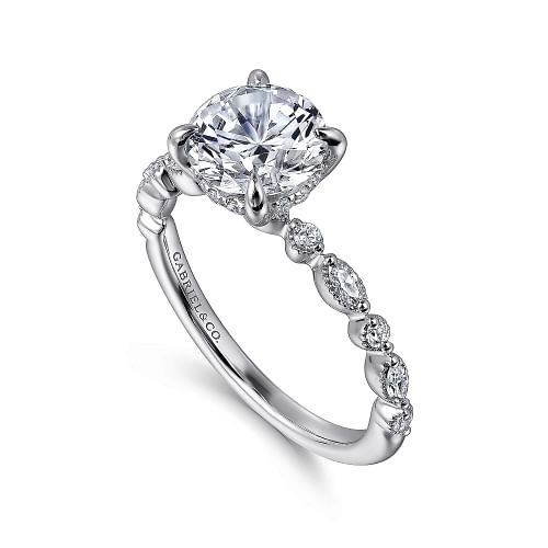 White Gold Round 1/4ctw Diamond Engagement Ring l GABRIEL & CO.
