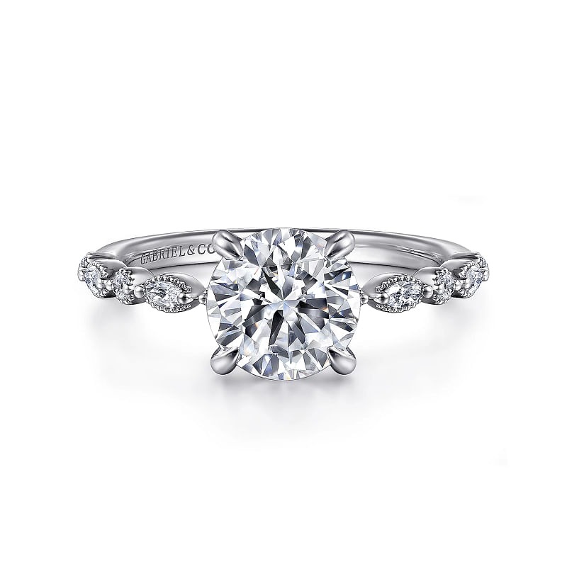 White Gold Round 1/4ctw Diamond Engagement Ring l GABRIEL & CO.